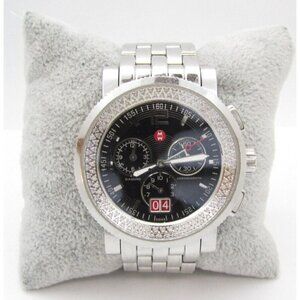 Men Michele Swiss 0.56 CT TW 118 Diamond Sapphire Quartz 5ATM Chrono Watch(G329)